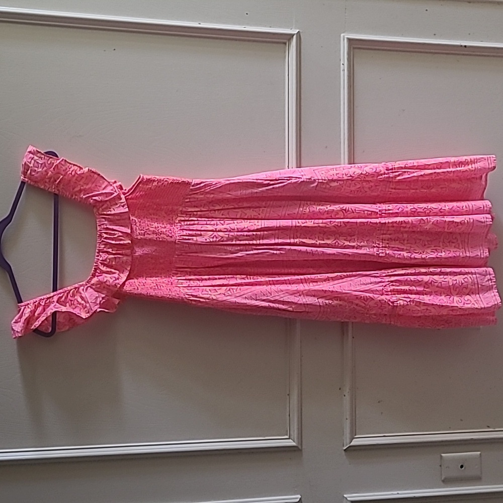 Vineyard Vines Neon Tortola Smocked Midi Dress Sz M - Picture 5 of 9